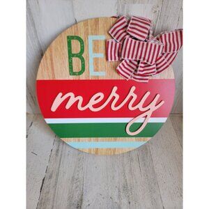 Wooden large ornament shaped be merry‎ Xmas hanging wall decor